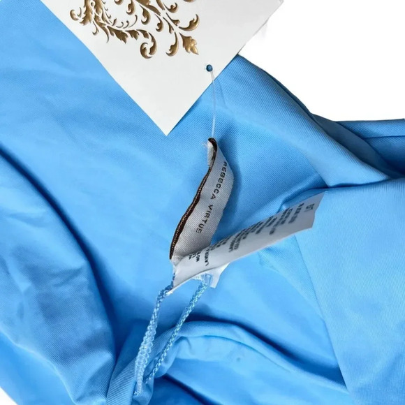 Becca by Rebecca Virtue Color Code Blue Kali Belted One Piece Swimsuit Sz. L NWT - Picture 7 of 9